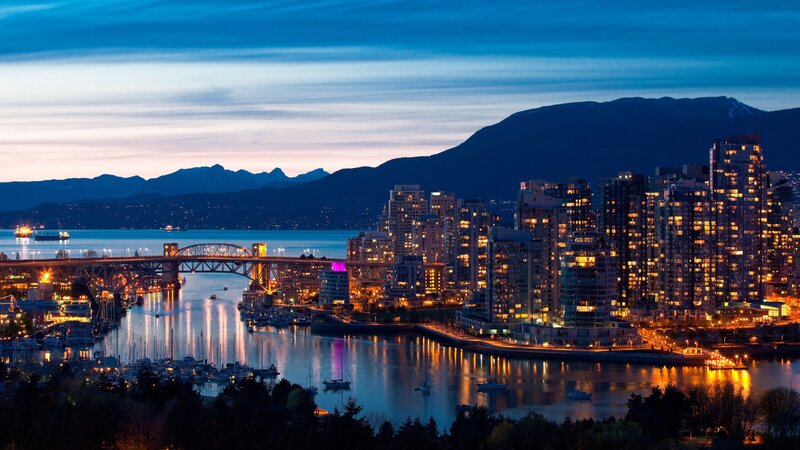 Vancouver skyline at dusk