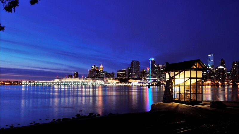 Vancouver skyline at dusk
