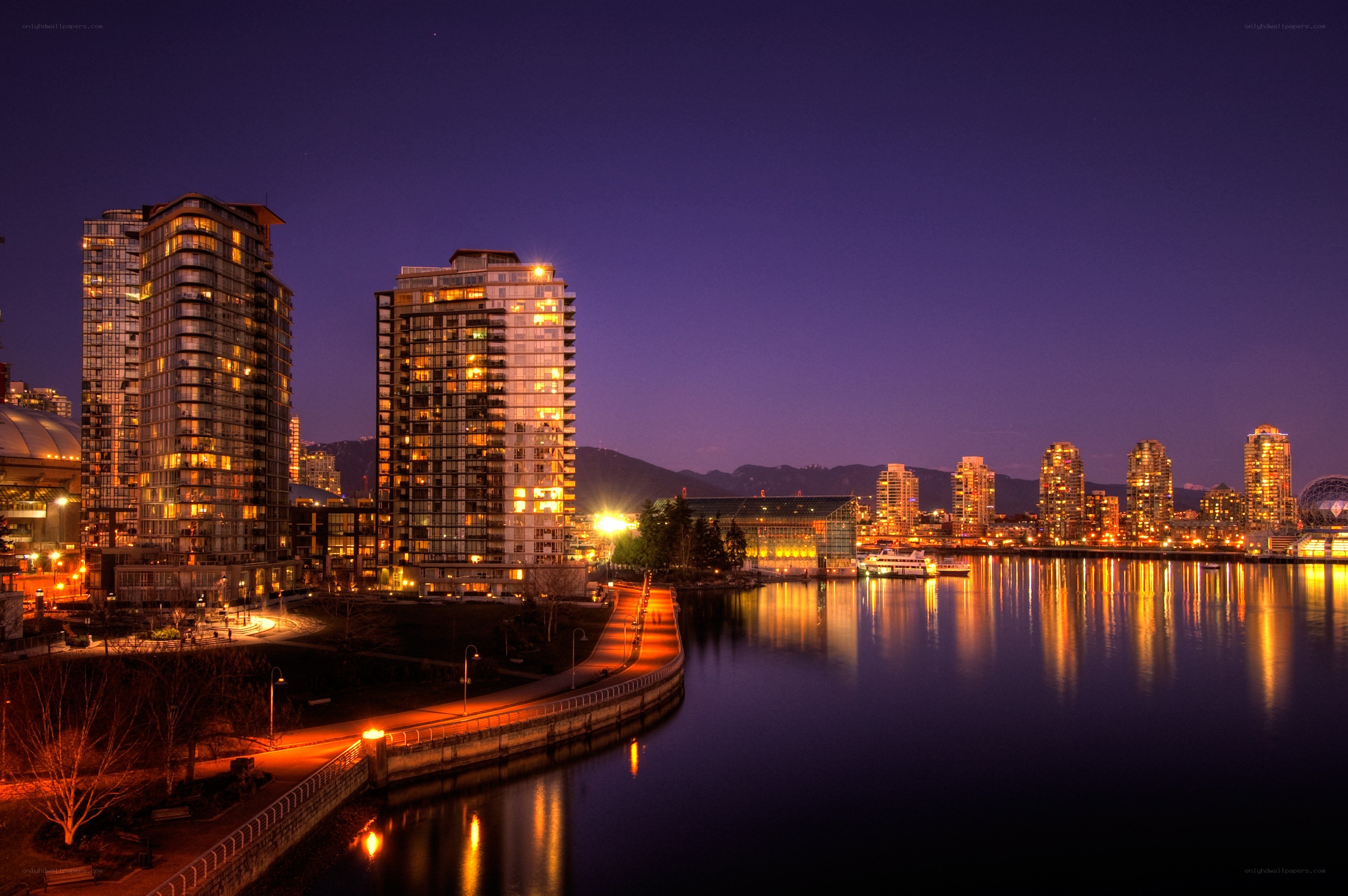 Vancouver skyline at dusk