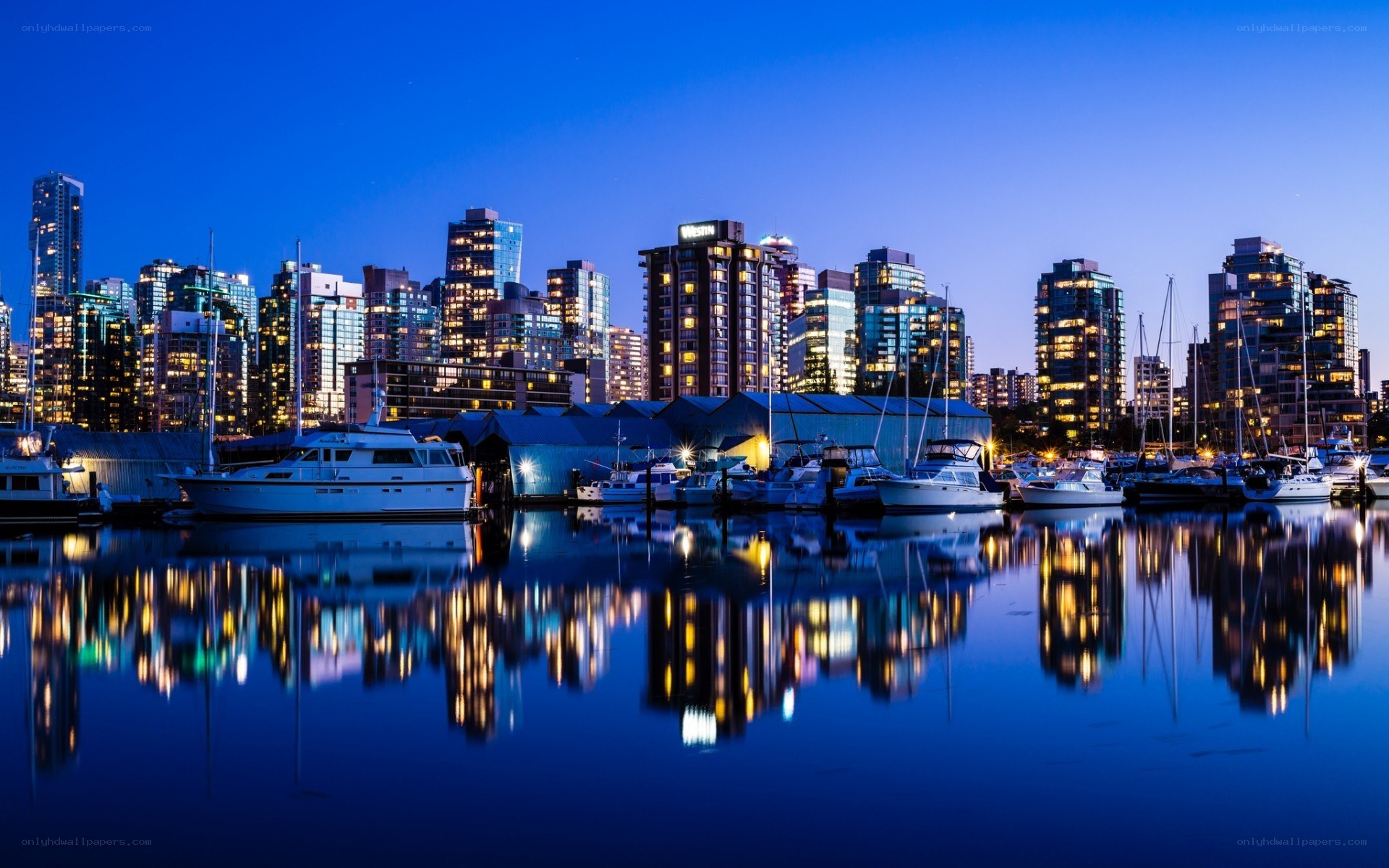 Vancouver skyline at dusk