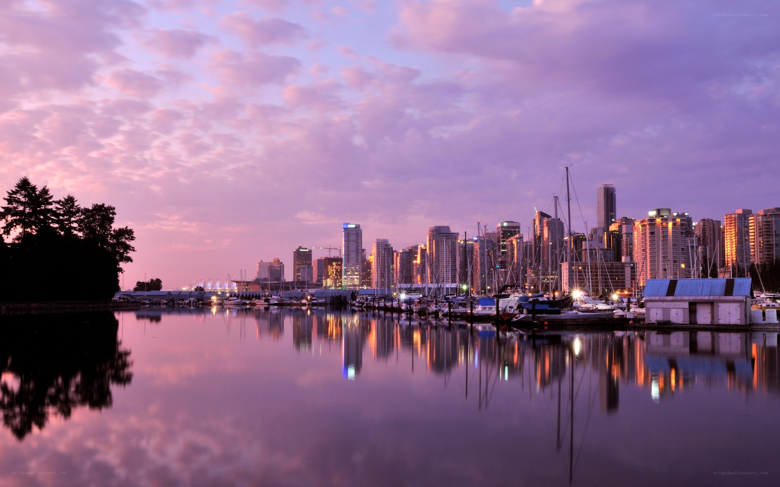 Vancouver skyline at dusk