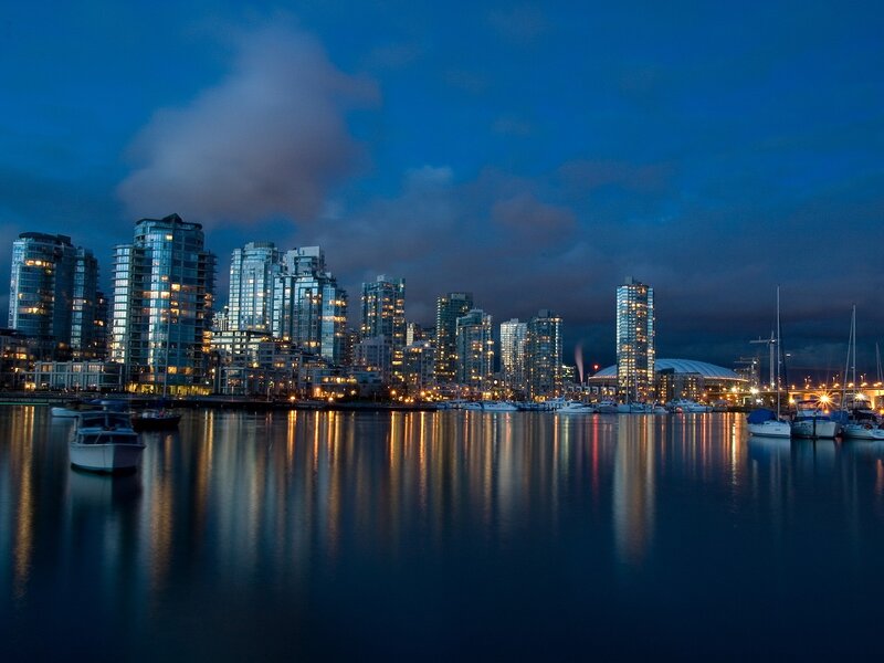 Vancouver skyline at dusk