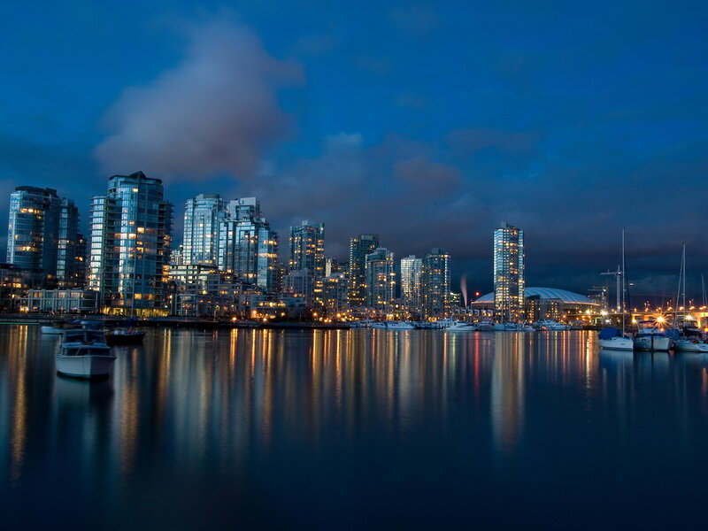 Vancouver skyline at dusk