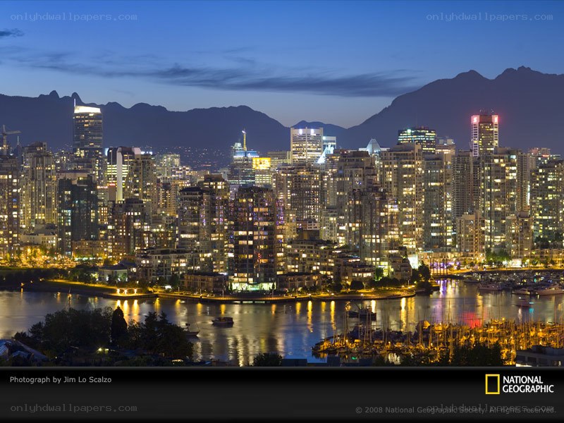Vancouver skyline at dusk
