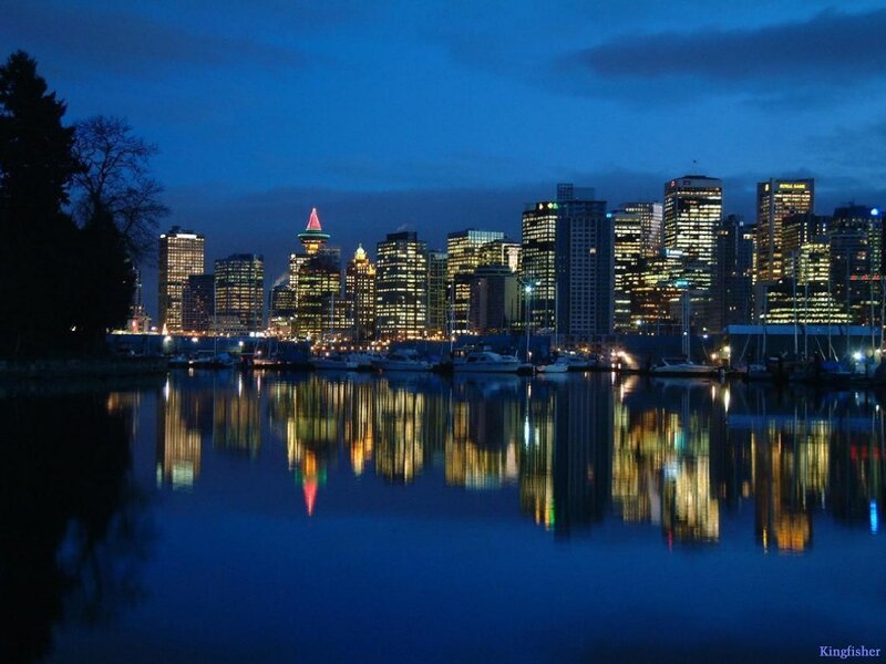 Vancouver skyline at dusk