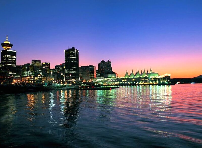 Vancouver skyline at dusk