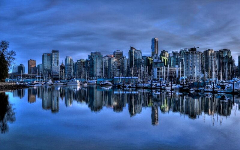 Vancouver Skyline at Dusk — Blue, Serene, Night