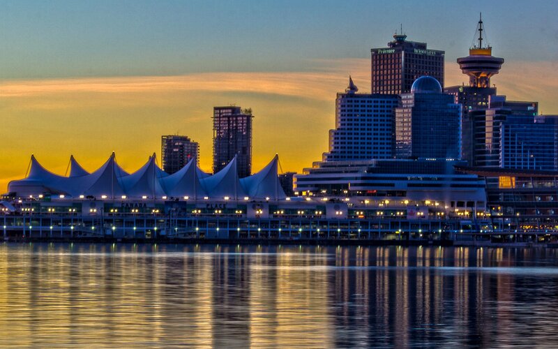 Vancouver Skyline at Dusk — Blue, Serene, Sunset