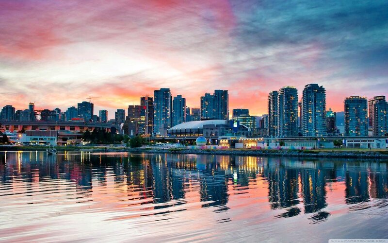 Vancouver Skyline at Dusk — Pink