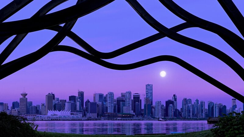 Vancouver Skyline at Dusk — Purple, Serene, Night