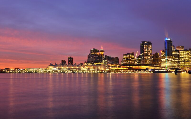 Vancouver Skyline at Dusk — Purple