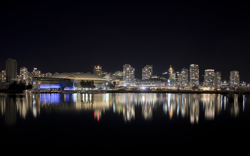 Vancouver skyline at night
