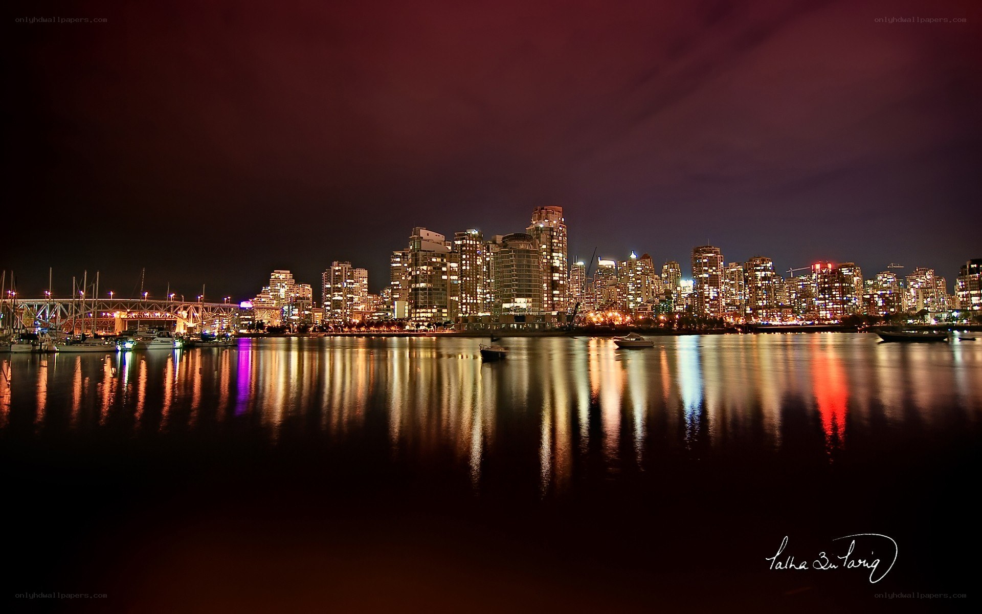 Vancouver skyline at night