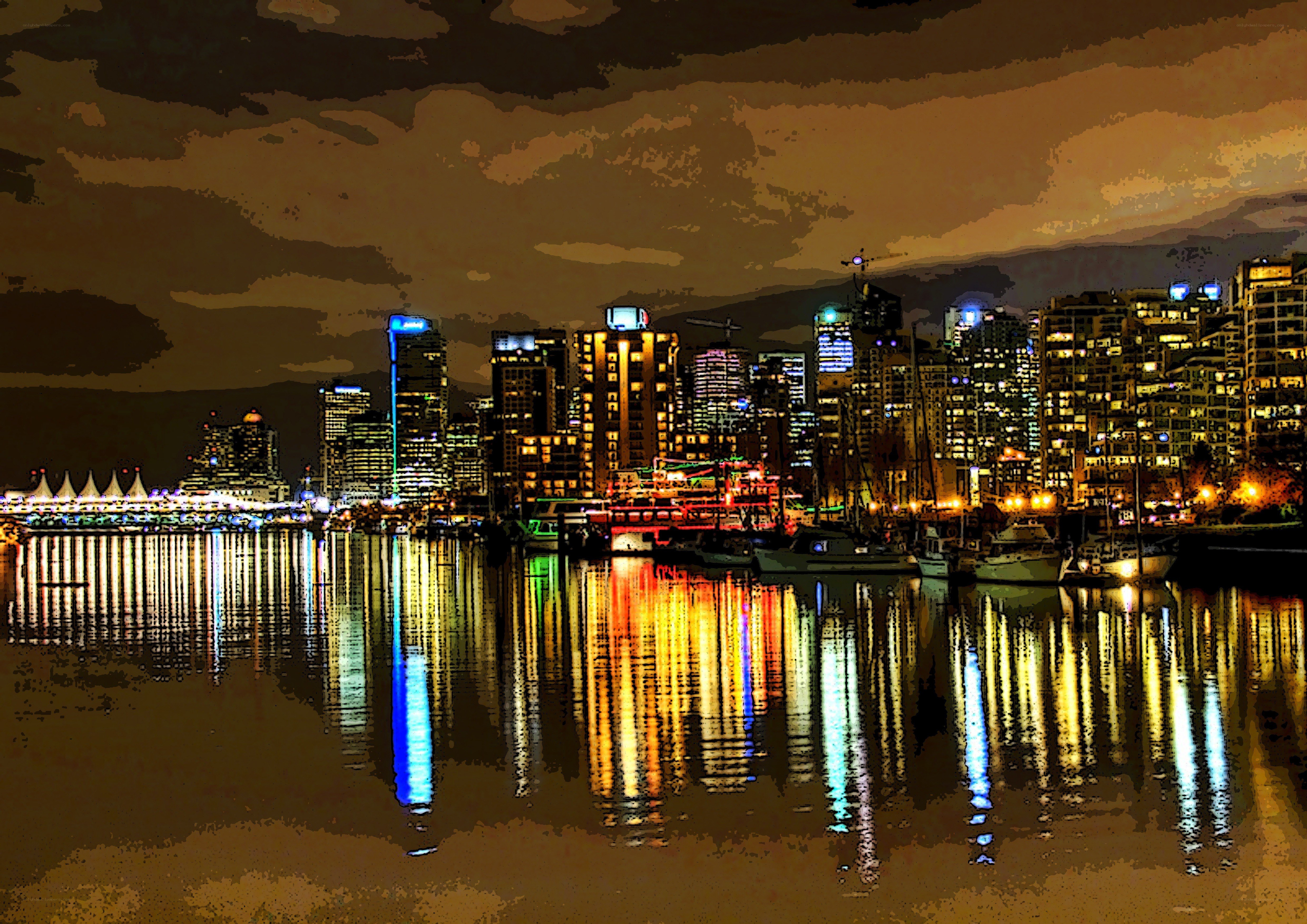 Vancouver skyline at night