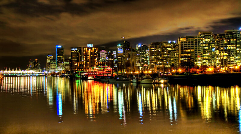 Vancouver skyline at night