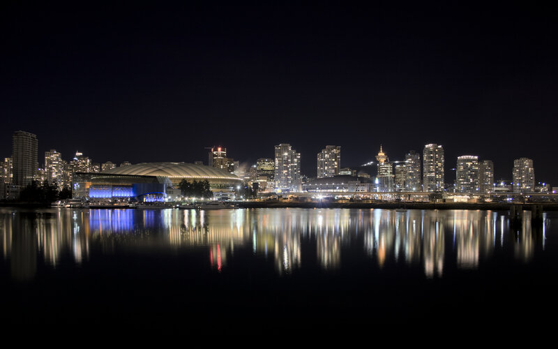 Vancouver Skyline at Night — Black, Serene