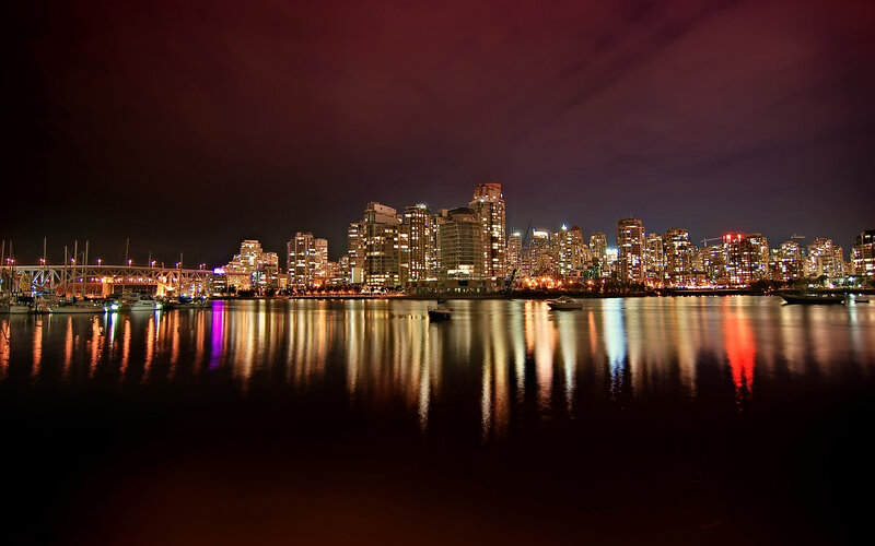 Vancouver Skyline at Night — Black