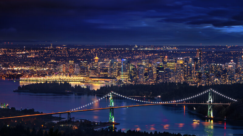 Vancouver Skyline at Night — Blue, Dramatic