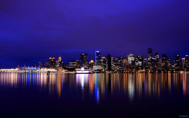 Vancouver Skyline at Night — Blue