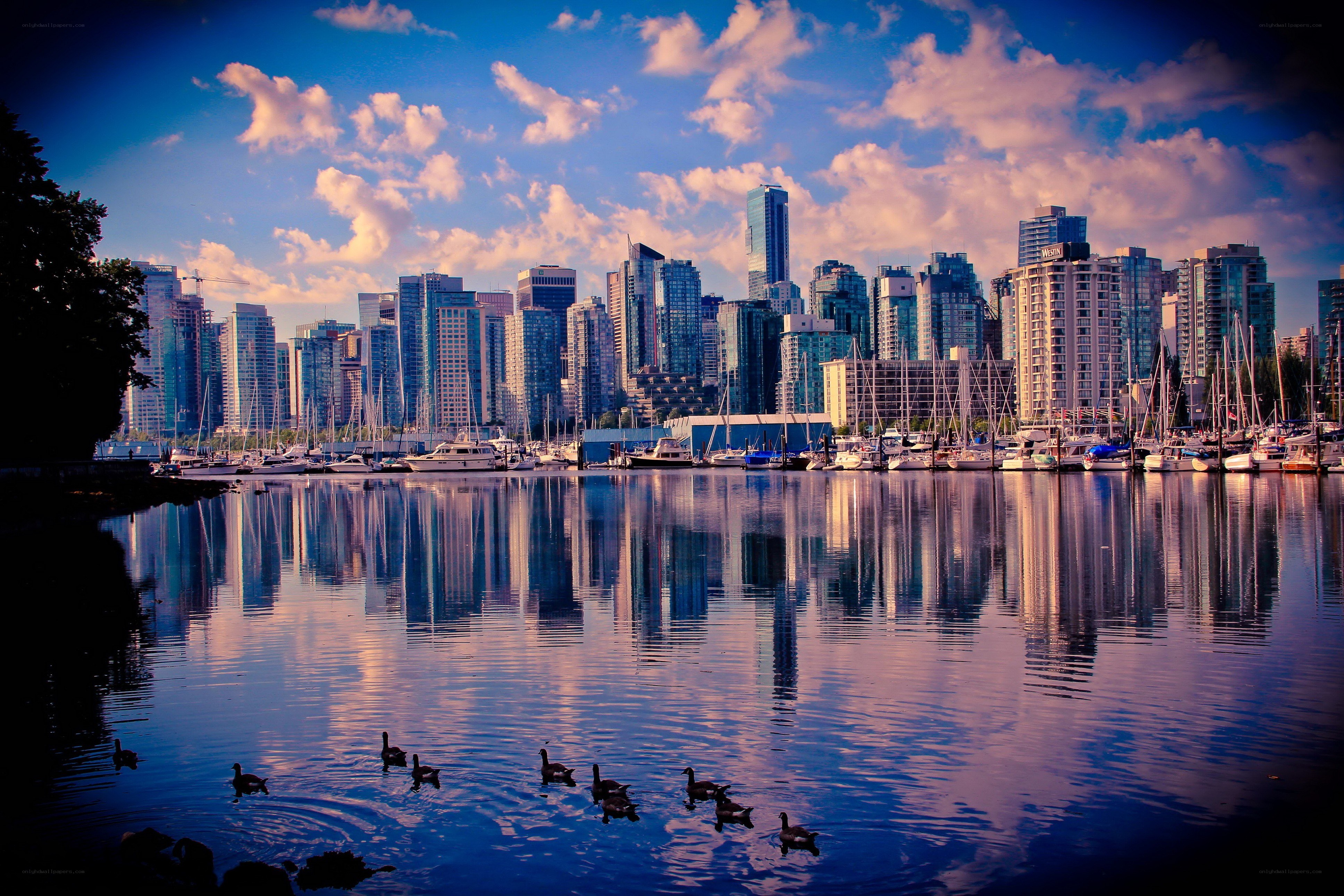 Vancouver skyline at sunset
