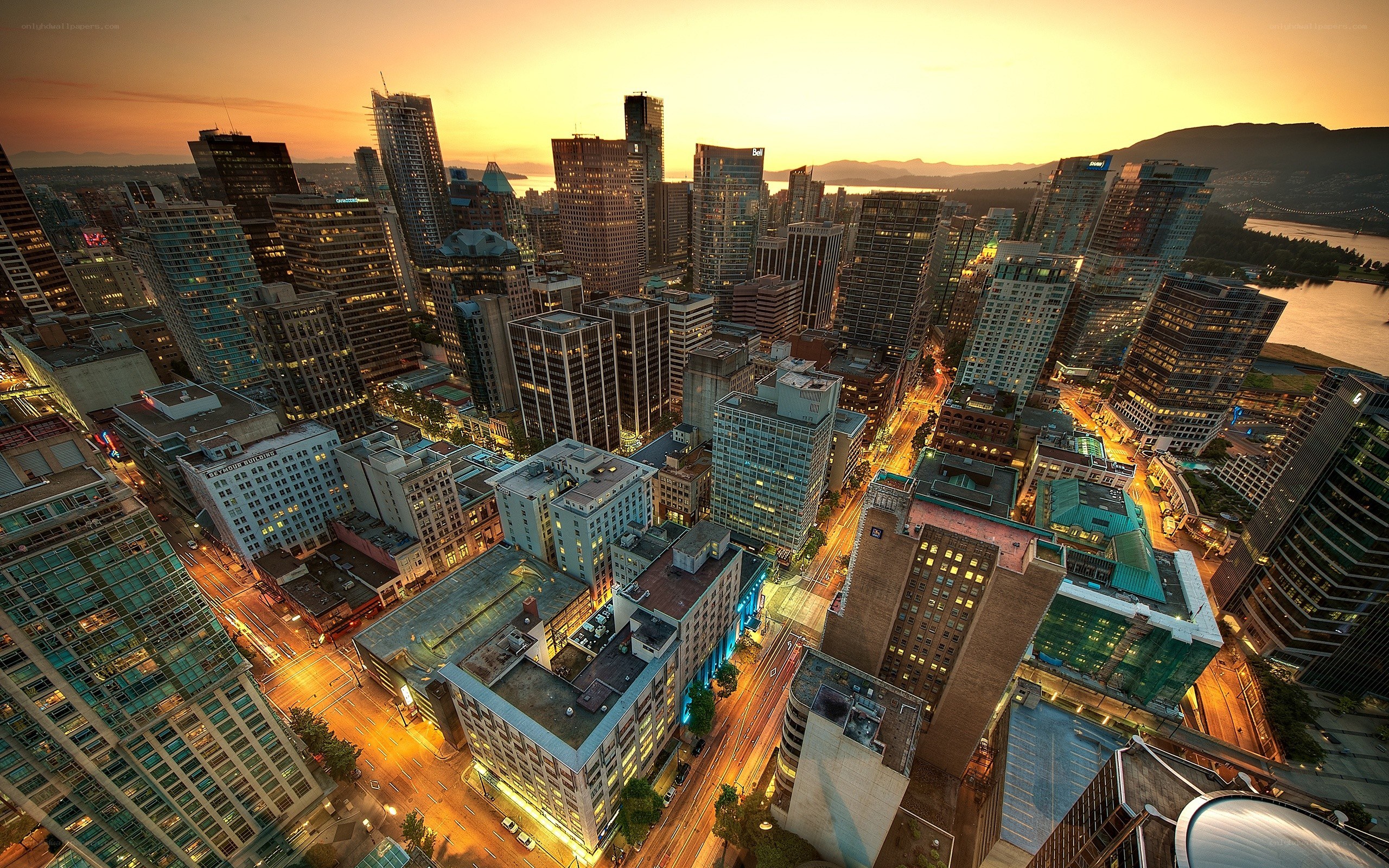 Vancouver skyline at sunset