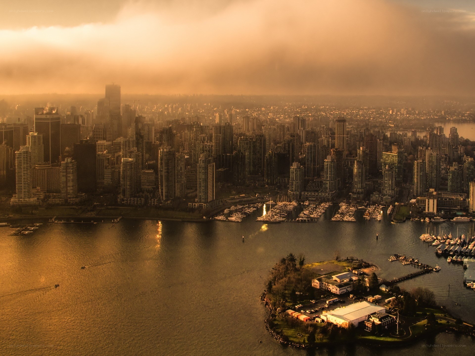 Vancouver skyline at sunset