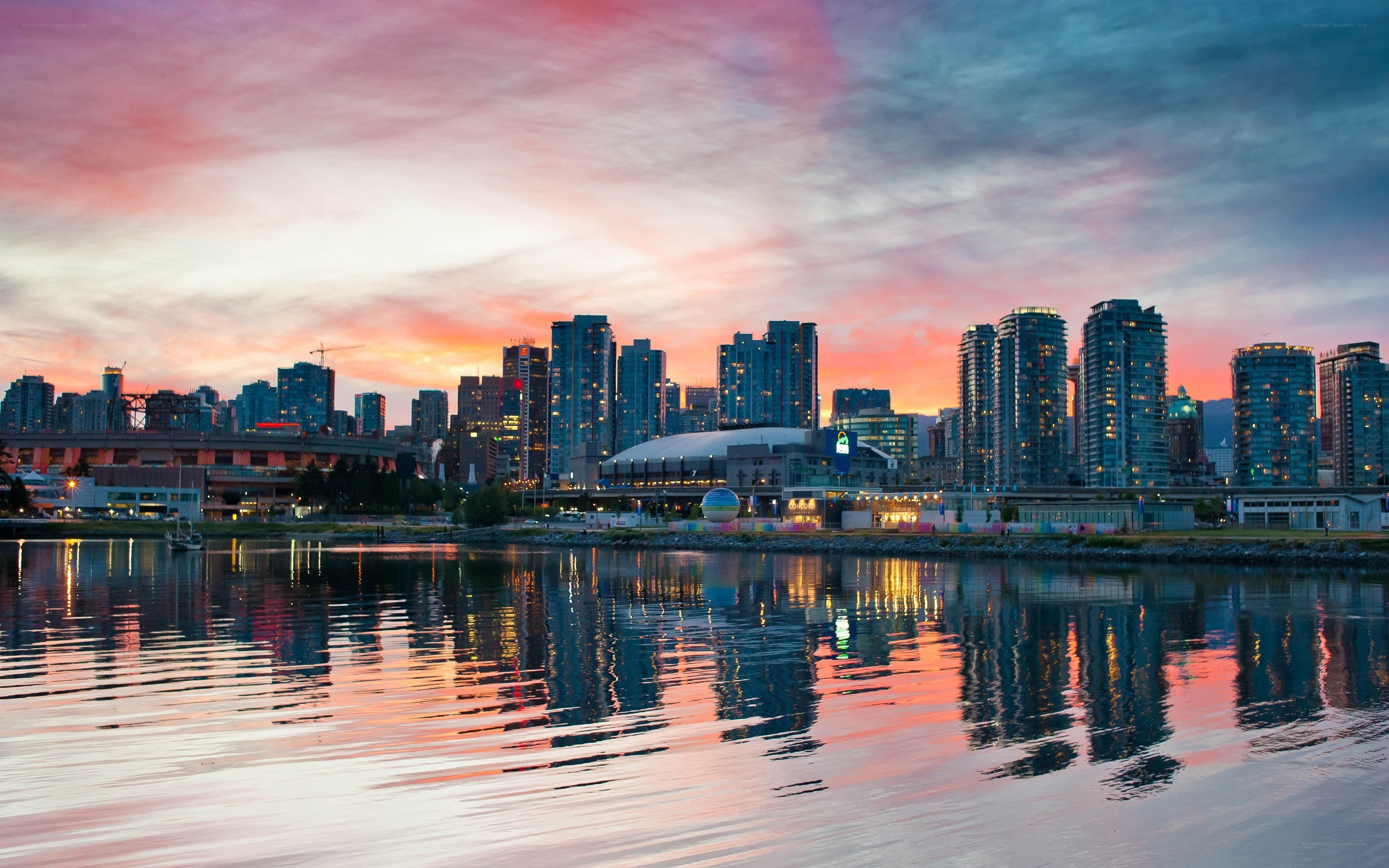 Vancouver skyline at sunset