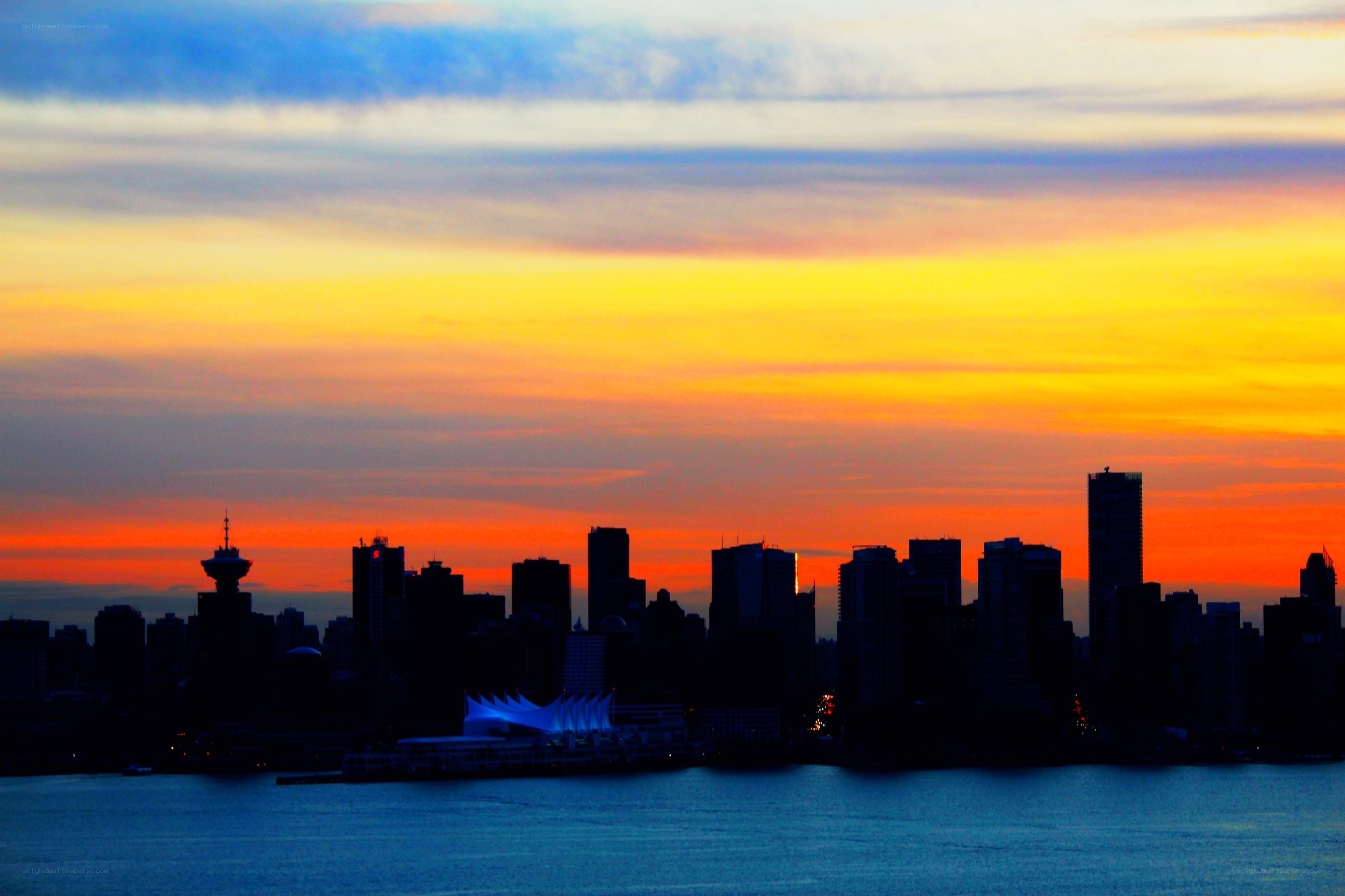 Vancouver skyline at sunset