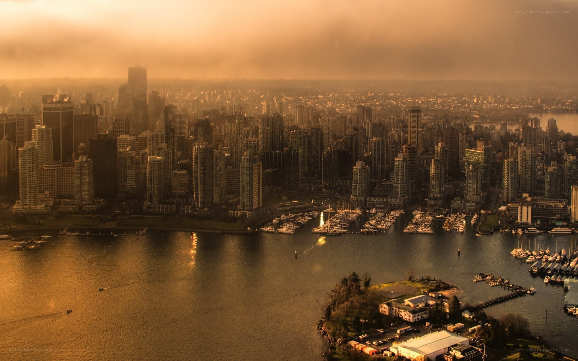 Vancouver skyline at sunset