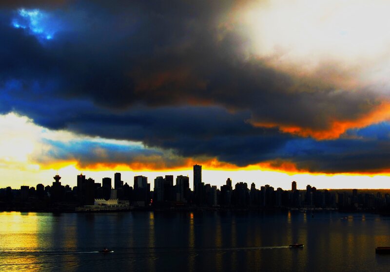 Vancouver Skyline — Blue, Dramatic, Sunset