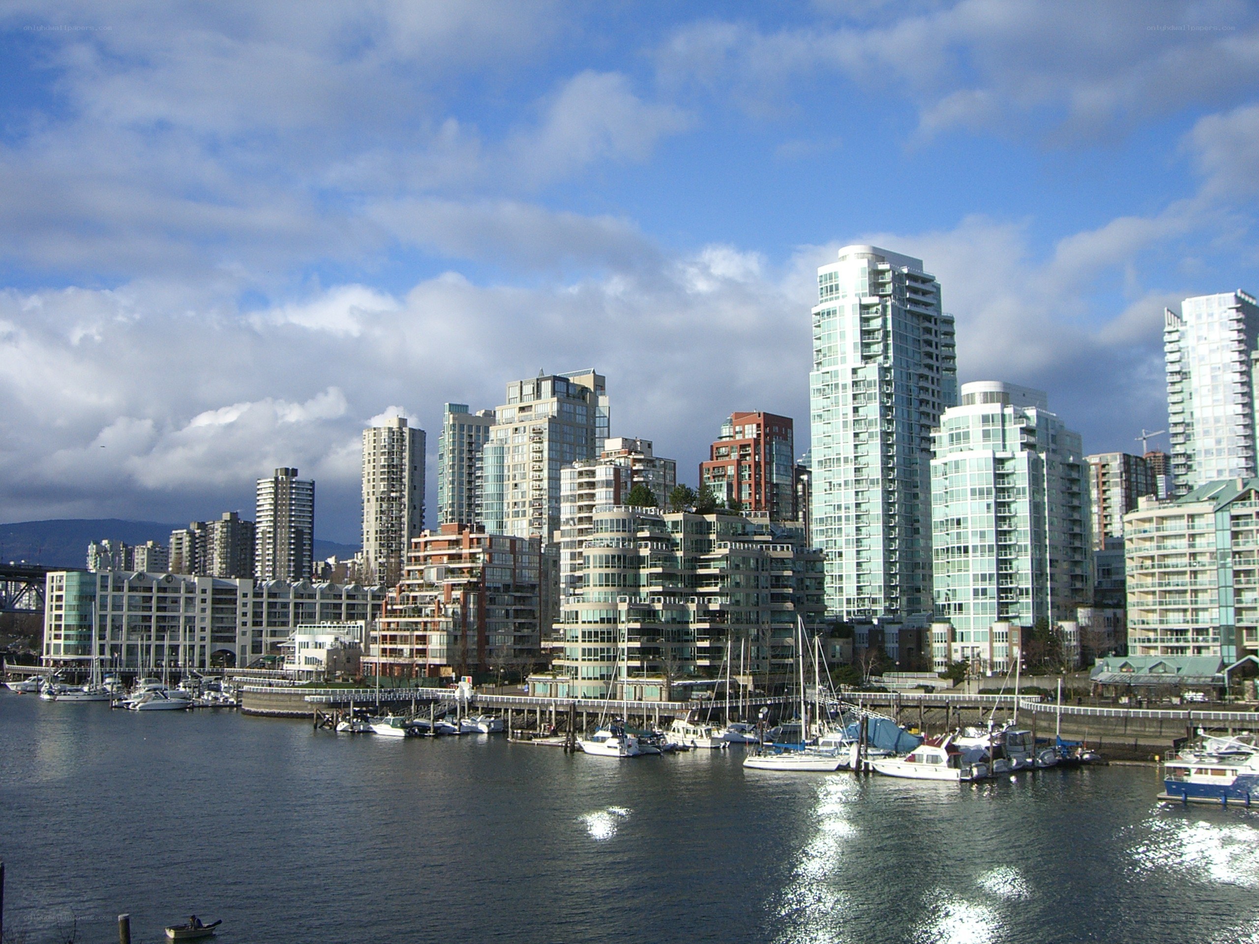 Vancouver skyline with marina