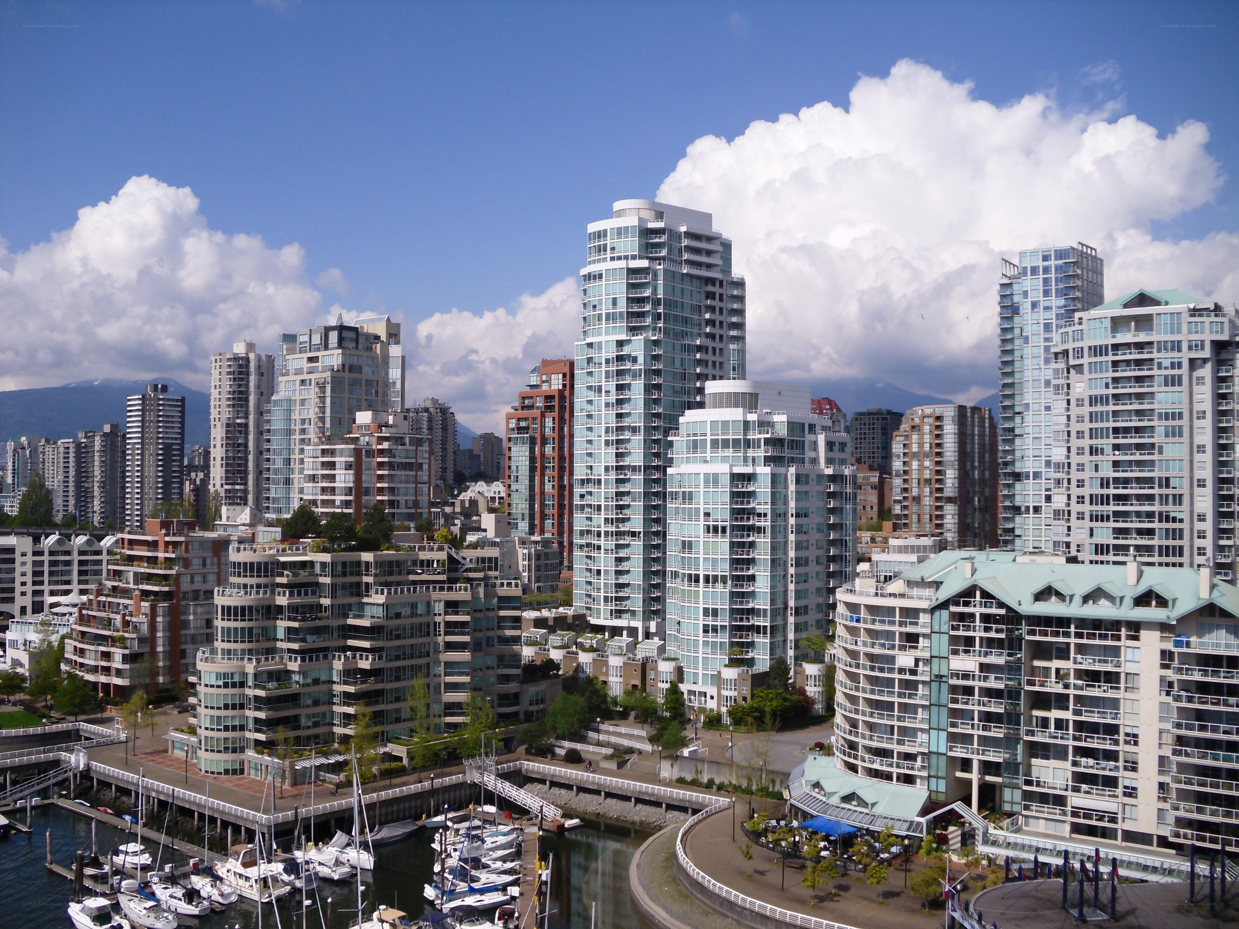 Vancouver skyline with marina
