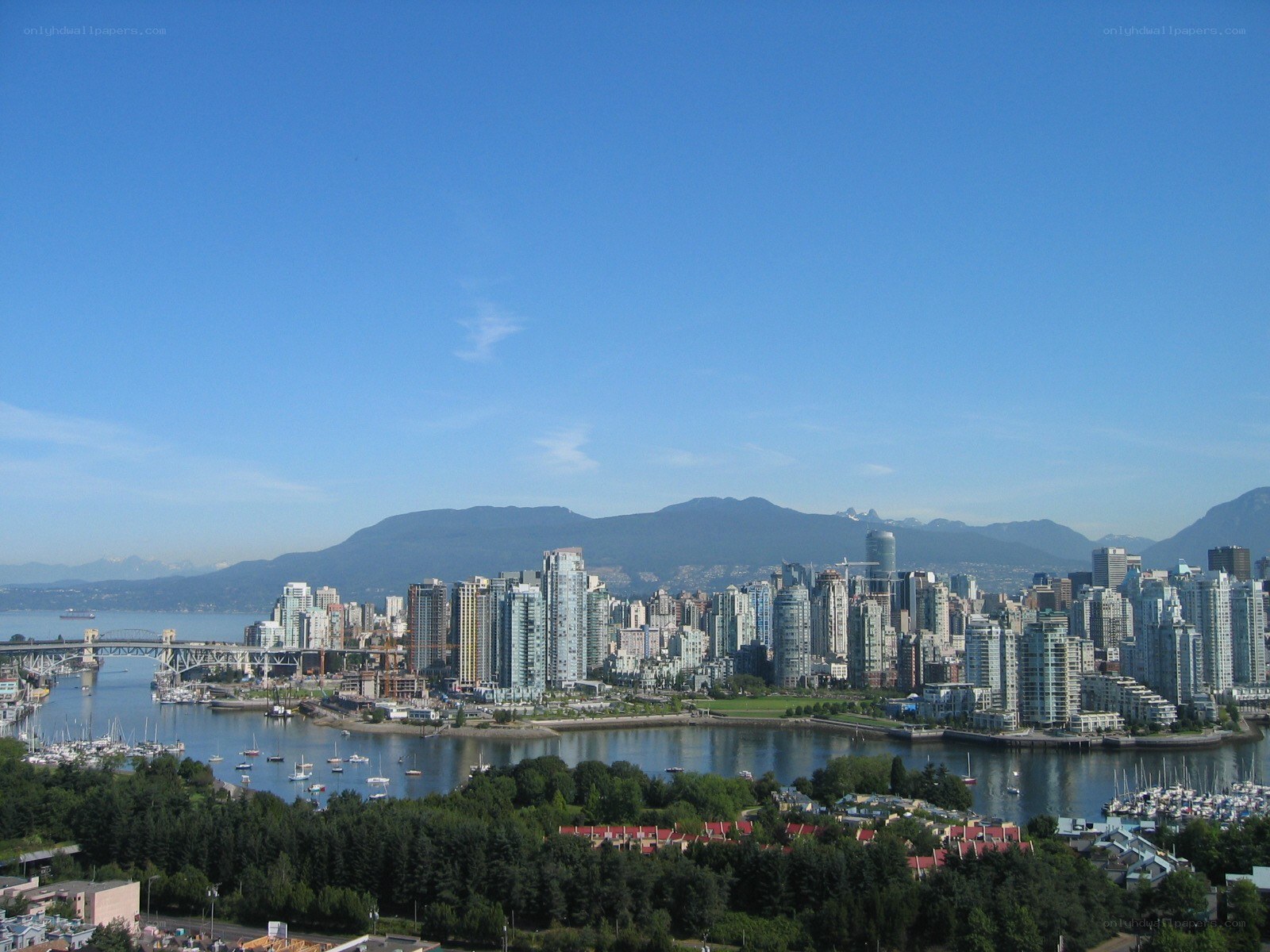 Vancouver skyline with mountains