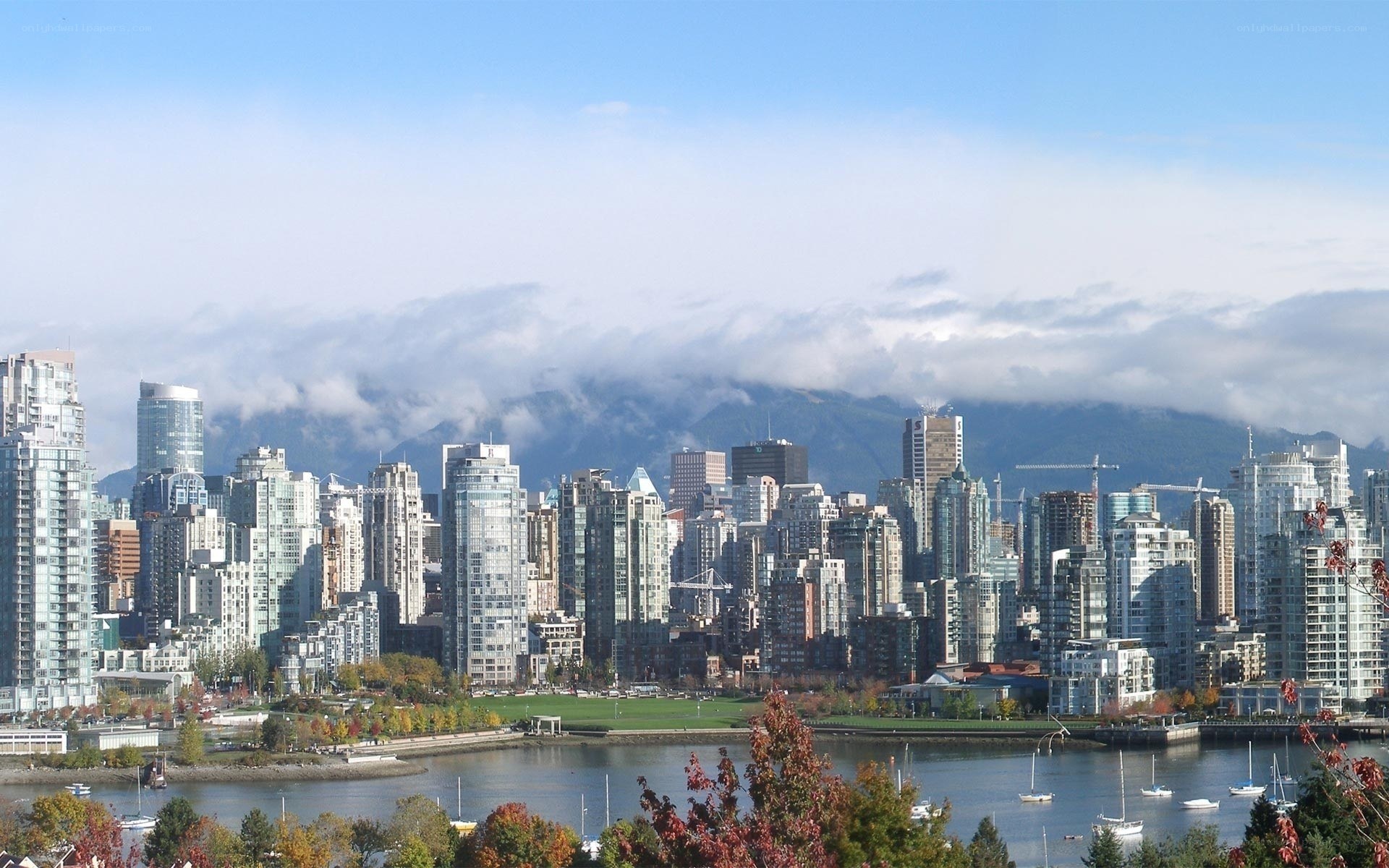 Vancouver skyline with mountains