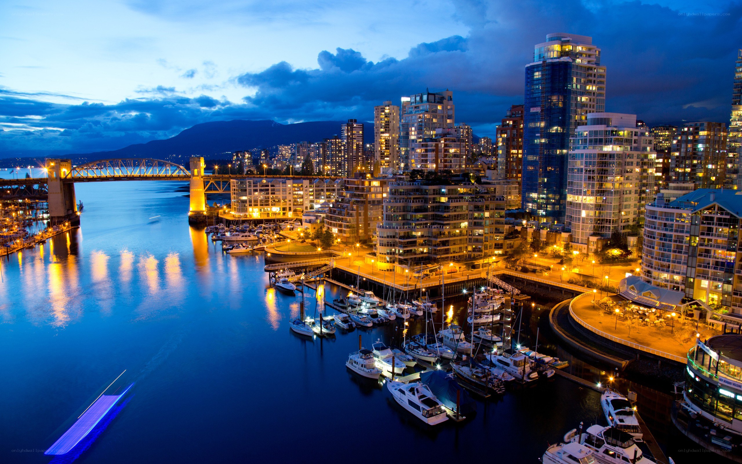 Vancouver waterfront at dusk