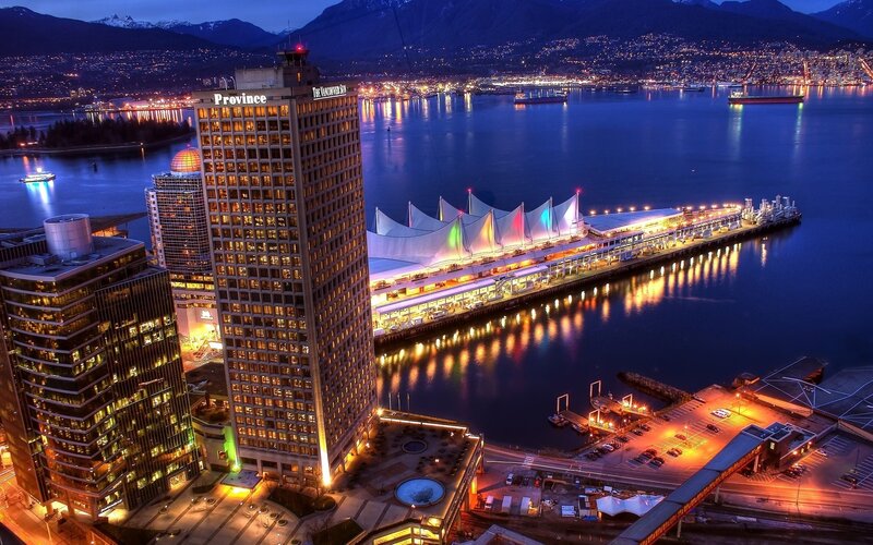 Vancouver waterfront at dusk