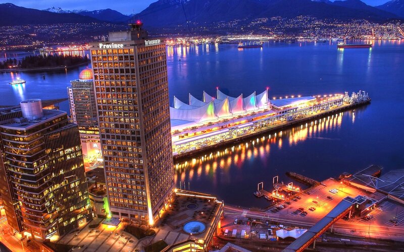Vancouver Waterfront at Night — Blue, Dramatic