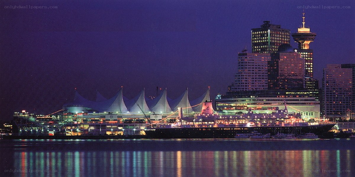 Vancouver waterfront at night