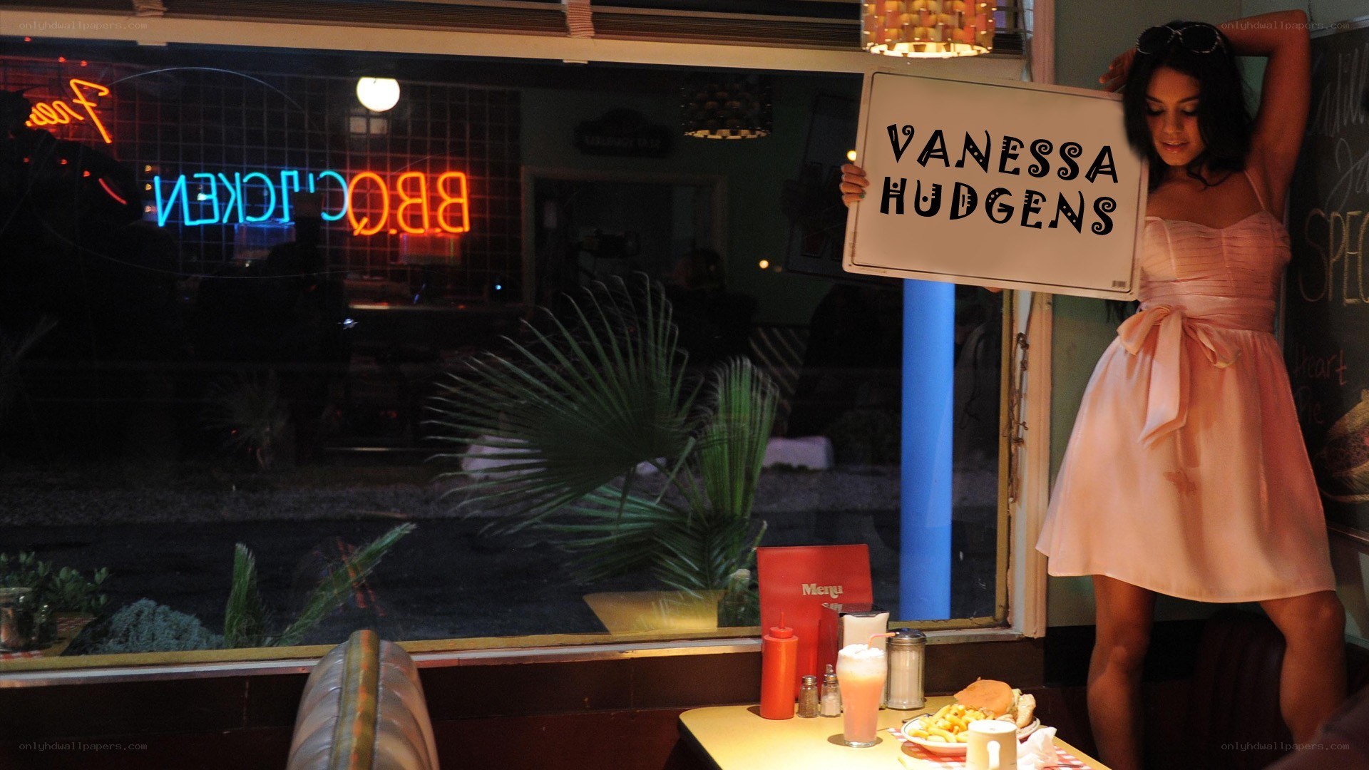 Vanessa Hudgens at a diner