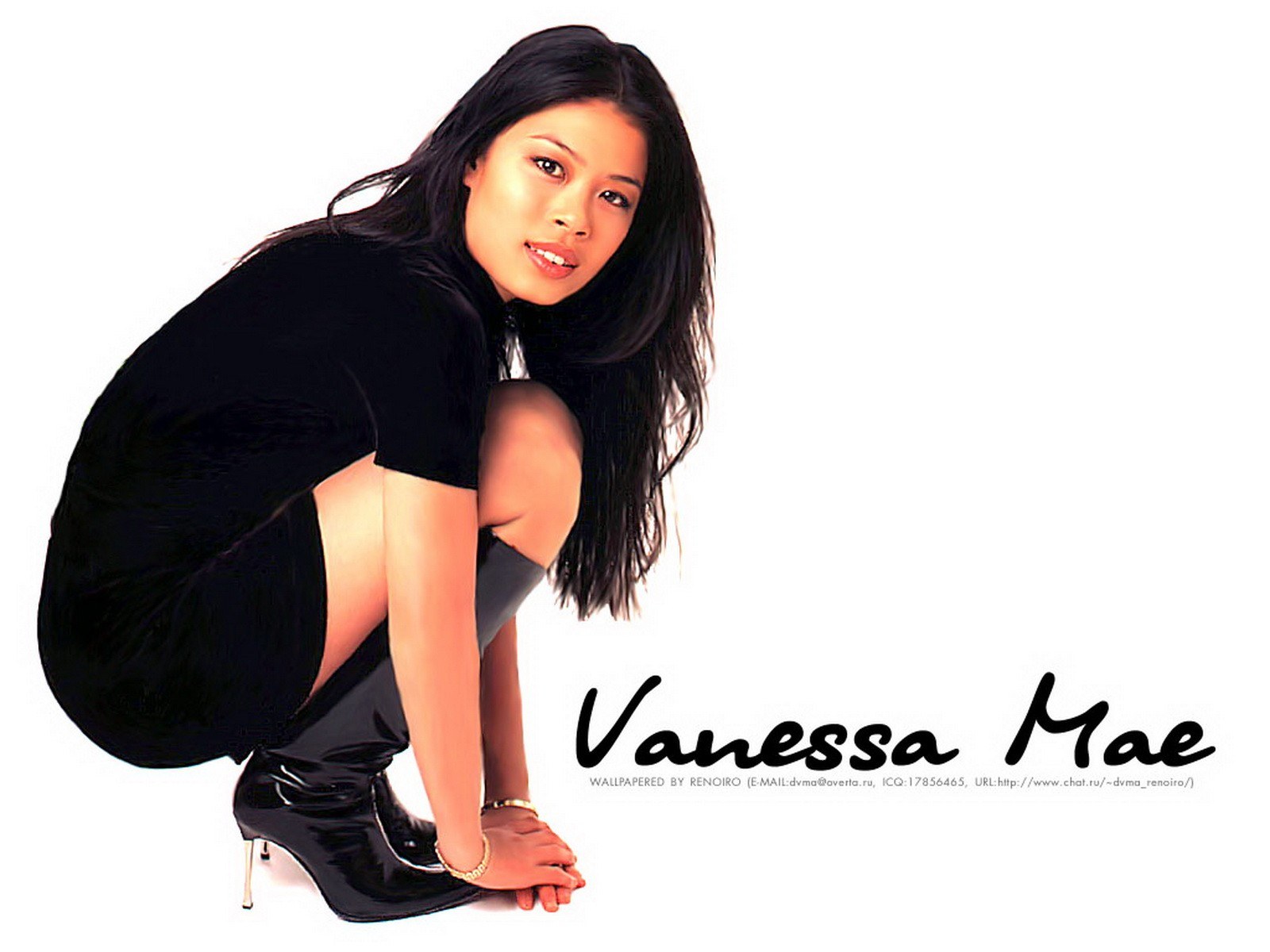 Vanessa Mae posing in black