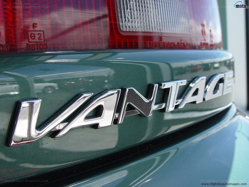 Vantage car badge close-up