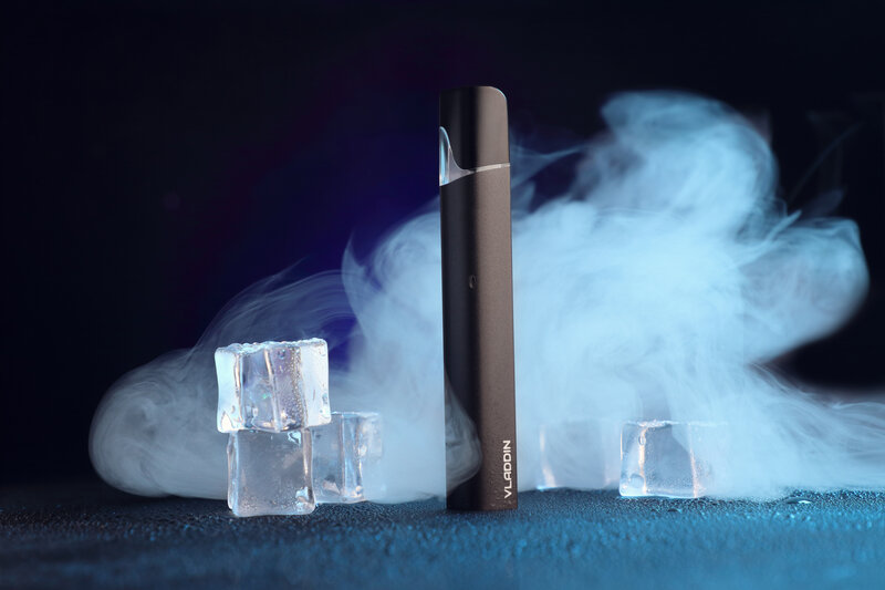 Vaping Device with Ice Cubes