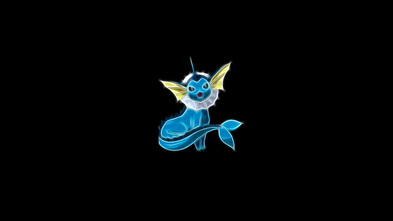 Vaporeon glowing on black