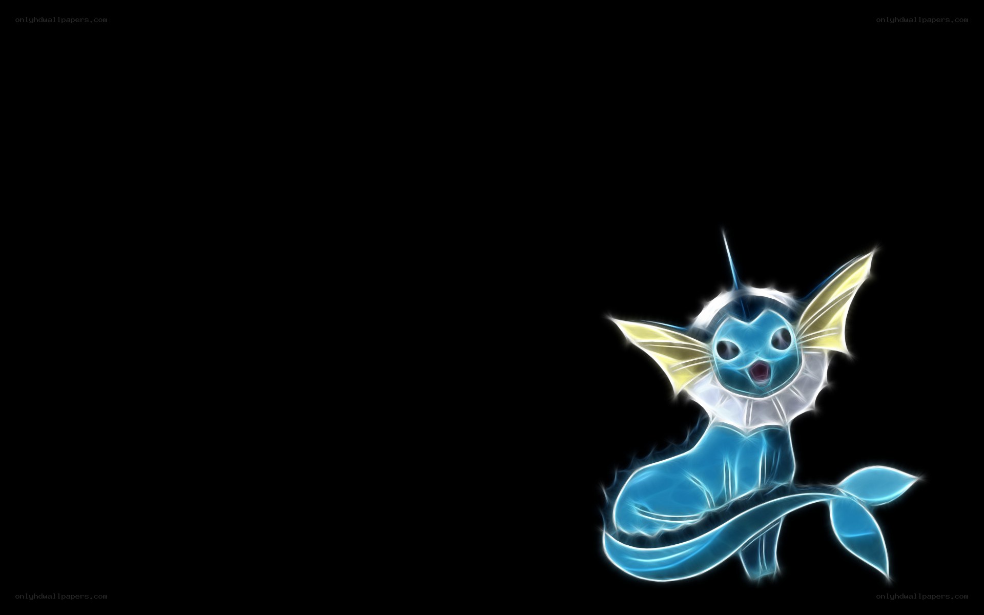Vaporeon glowing on black