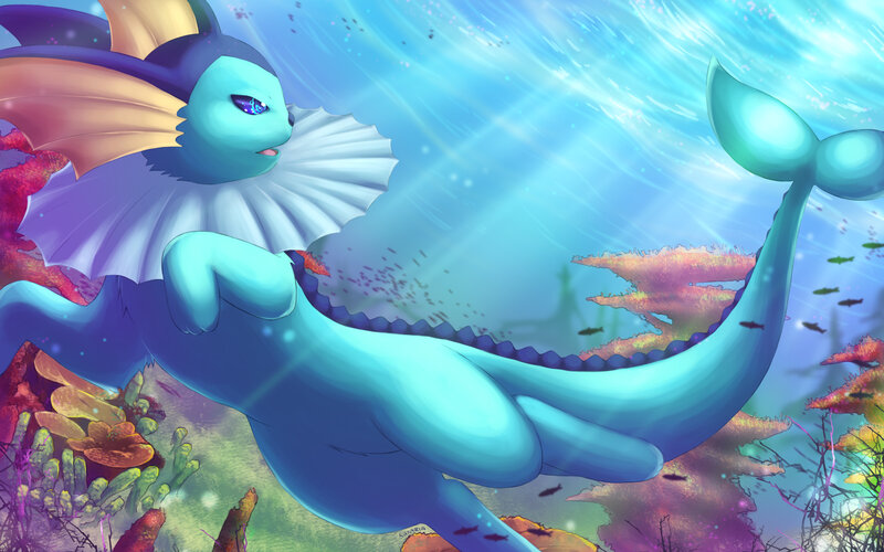 Vaporeon in Coral Reef
