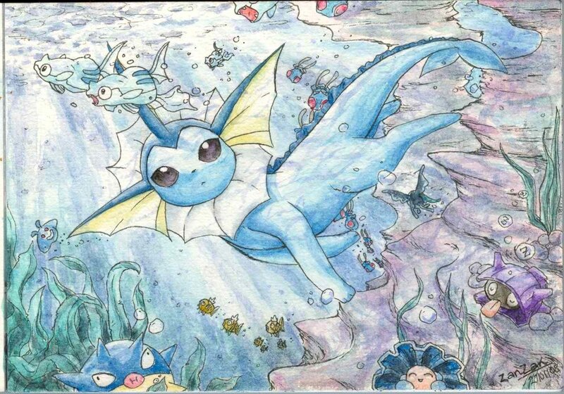 Vaporeon Swimming Underwater