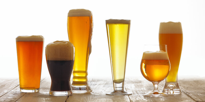 Various Beers in Glasses — Gold