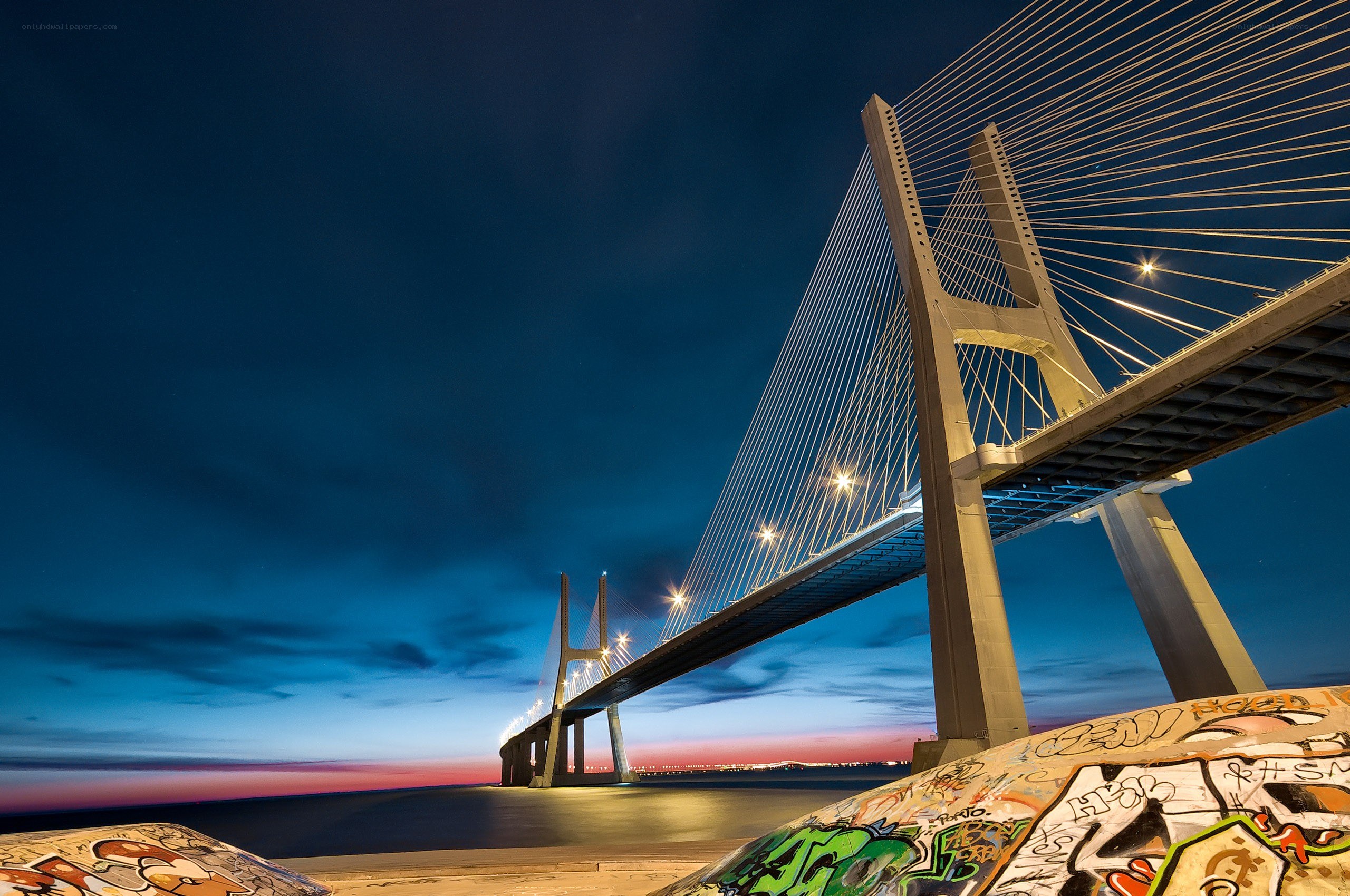 Vasco da Gama Bridge at dusk