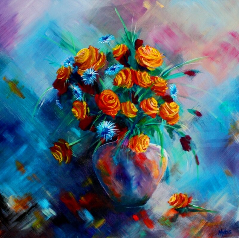 Vase of Colorful Flowers