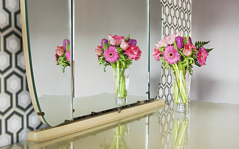 Vase of Flowers on Table — Pink
